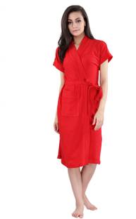 HotGown Plain Red Medium Bath Robe