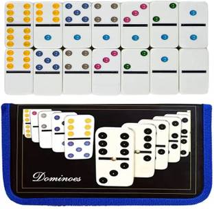 KTRS Smile Domino Tile Game Double 6 Color Dot 28 Pcs Dominoes Set with Carry Bag Match & Educational Game for 2-4 Player ( Model 2) Word Games