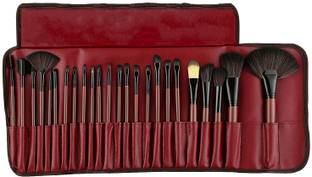 BELLA HARARO Soft Essential Cosmetics 24 Pieces Professional Wooden Makeup Brushes Set with Roll On Pouch