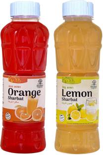 NATRAJ The Right Choice Orange Sharbat & Lemon Sharbat Syrup (Pack of 2 x 750 ml Bottle)