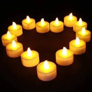 RBB HUB Set of 12 Smoke Free LED T light Candles Candle Candle (White, Pack of 12) Candle