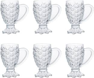 STORKLER (Pack of 6) Crystal Clear Pineapple Shaped Whiskey Glasses Drinking Glass,Fancy Glass with Handle for Drinking Water,Juice,Cold Drink,Crystal Clear Mug Glass Set Glass Set Glass Set (205 ml, Glass) (Pack of 6) Glass Set Water/Juice Glass