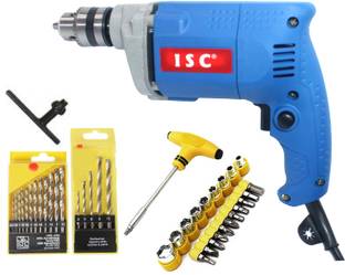 ISC 10mm Drill Machine Premium Quality + 1xT-Bar set+ 2 Drill Bit set Pistol Grip Drill