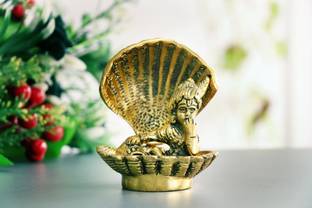 Ashamohar Lord Krishna Gold Plated Metal Handicraft Idol Murti Hindu God Idols for Decoration in Home Temple Mandir Office Metal Krishna Standard, Gold ( 1 Lucky Ganesh Key Chain Free ) Decorative Showpiece  -  9 cm