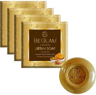 BEGLAM Luxurious Ubtan Soap with Aromatic Herbal Powders for Gentle Exfoliation & Revitalisation of Skin ( Pack of 4 x 100 g )