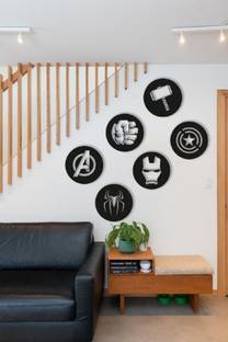 Paxtech Solutions Avengers Fan Wooden Wall Decor 6 Pcs. Set ,Home, Bedroom, Living Area ,Kid Room,Wall Art, Hulk,Spider Man , Iron Man , Captain America, Avengers Fan -Black Pack of 6
