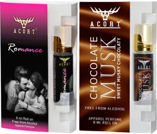 Acort Pack of 2 - Chocolate Musk and Romance - Long lasting Concentrated Roll on Perfume - ittra Floral Attar