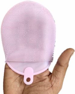ADONIZ Silicone Bath / Shower Massage Brush Hand Glove - Body Scrubber, Long Heads, Soft, Bathing and Exfoliator Massager for Women's, Men's, Kids (PINK)