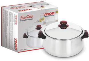 VINOD Stainless Steel Two Tone Belly Hot Casserole 1000 ml Cook and Serve Casserole