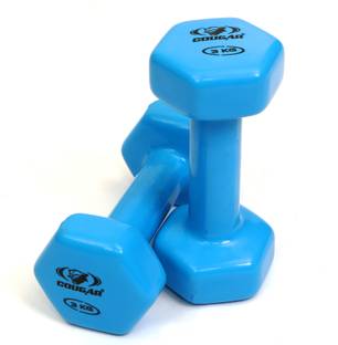 COUGAR Dumbbells , Vinyl Dumbbell Set , 3 Kg Pair IRIS Hex Vinyl Coated Non-Slip Weight Fixed Weight Dumbbell
