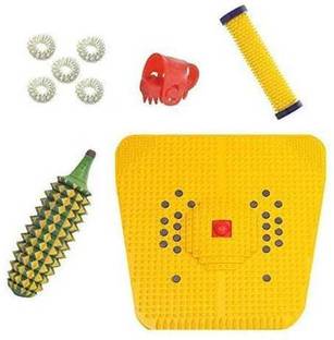 ACUPRESSURE LIFE STYLE Wooden Foot Roller Acupressure Magnetic Stress Mat Combo Kit