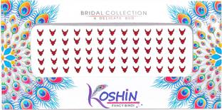 Koshin Red Black Outline Medium Size Shape Half Moon Chand Forehead Red Bindis