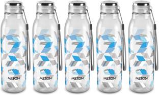 MILTON Helix 1000 Pet Water Bottle, Set of 5, 1 Litre Each, Blue 1000 ml Plastic Bottle