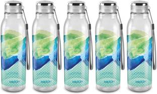 MILTON Helx 1000 Pet Water Bottle, Set of 5, 1 Litre Each, Green 1000 ml Plastic Bottle