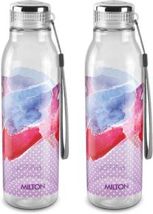 MILTON Helix 1000 Pet Water Bottle, Set of 2, 1 Litre Each, Purple 1000 ml Plastic Bottle