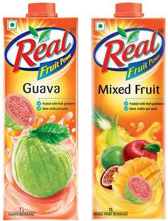 Real mixed fruit juice 1 ltr and guava juice 1 ltr combo pack