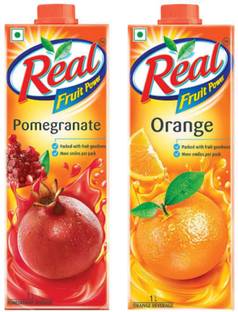Real orange juice 1 ltr and pomegranate juice 1 ltr combo pack