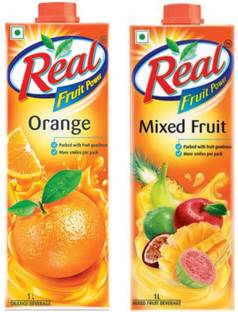 Real orange juice 1 ltr and mixed fruit juice 1 ltr combo pack