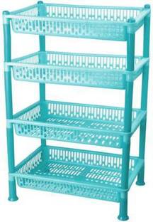 MECHON Plastic 4 Layer Kitchen Stand Fruits & Vegetable Rack Storage Stand Kitchen Trolley Storage Basket