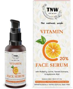 TNW - The Natural Wash Vitamin C 20% Face Serum with Mulberry,Carrot,Tomato Extracts,& Hyaluronic Acid for Glowing , Youthful & Improved skin ( Dermatologically Tested & Suits all skin types)