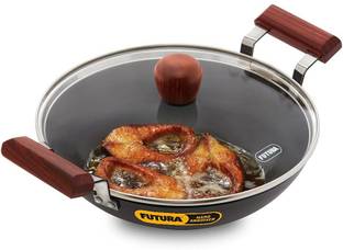 Hawkins 2.5 Litre Fish Fry Kadhai, Hard Anodised Deep Fry Pan with Glass Lid 2.5 L Inner Lid Pressure Pan