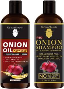UrbanMooch Premium Red ONION Hair oil and Shampoo Combo pack of 2 bottles of 100 ml