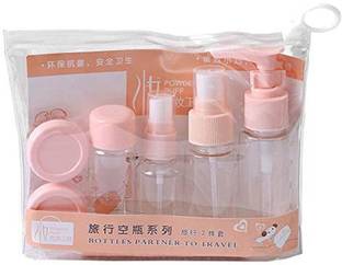 Planetone Plastic Multipurpose Cosmetic Travel Pouch Kit with Empty Refillable Bottles and Jars, Travel Toiletry Kit