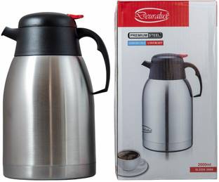 DEURALUX Sleek 2 Liter , Premium Steel Vacuum Flask for Tea/Coffee with Handle - Hot n Cold 2000 ml Flask