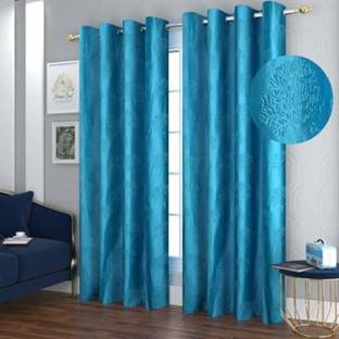 Radhey Radhey Decor 243 cm (8 ft) Door Polyester Semi Transparent Curtain (Pack Of 2)