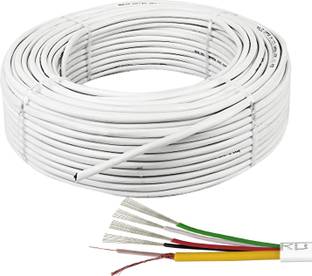 ENRAGE Sheilded 90 Meters Solid Copper CCTV Cable, PVC 1 sq/mm White 90 m Wire