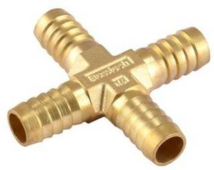 PMW Gas Stove Replacement Parts - Brass 4 Way Connector - Pack of 1 - Plus Joint - Brass Cross Joint 4-Way Cross Pipe Joint