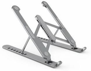 ENMORA Y98T_87_LAPTOP METAL STAND_Adjustable Laptop Stand/Portable Laptop Desk for Bed, Couch & Floor/Thin & Foldable Lap Table for All Laptop Sizes/Ergonomic & Non-Slip Lap Standing Desk (16x25x15 Cm, Silver) Aluminium Alloy Adjustable Laptop Stand/Portable Laptop Desk for Bed, Couch & Floor/Thin & Foldable Lap Table for All Laptop Sizes/Ergonomic & Non-Slip Lap Standing Desk Laptop Stand Aluminium Desk Stand Rotatable Laptop Stand with Adjustable Height Compatible with 26 - 35 cm Laptops
