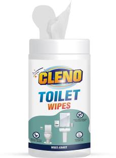 CLENO Toilet Cleaning Wet Wipes For all Toilet Areas like Toilet Commode/ Toilet Seats/Flush/Knobs/Wash-basin/Taps with Anti-Bacterial & Germs Protection - 50 (Ready To Use) Wipes
