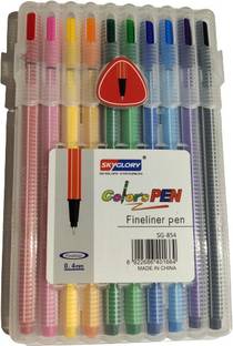 Levin 10 Color SkyGlory Hexagonal 0.4mm Fine Point Fineliner No Bleed Through Pens Markers Set Colored Sketch Writing Drawing for Bullet Journal Planner Note Taking and Coloring Book Calligraphy Fineliner Pen