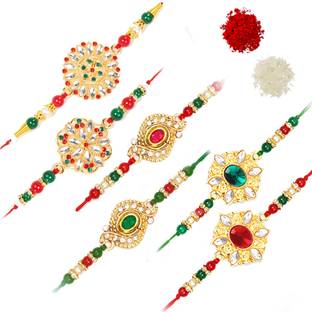 maayeri JEWELS Designer MJRK603 Gold Finish Rakhi  Set