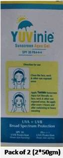 YUVinie Sunscreen - SPF 50 PA+++ AQUA GEL 30SPF (PACK OF 2) 2*50GM