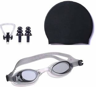 LIFE HUB Swimming Set, Swimming Combo Set For (Swim Cap/swimmingGoggle/earplugs/noseclip) Swimming Cap
