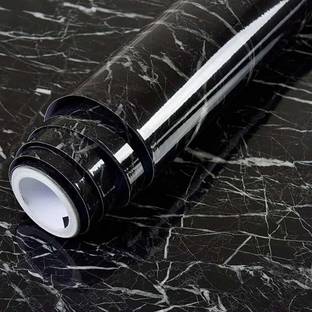 SHREEJIIH 60 cm Marble Aluminum Foil Kitchen Stickers Oil-Proof Waterproof Self Adhesive Self Adhesive Sticker