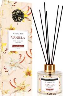 Soul & Scents Vanilla Diffuser Get 6 Fiber Stick Natural Fragrance & Smoke Less Room Freshener Diffuser Set, Aroma Oil VANILLA REED DIFFUSER