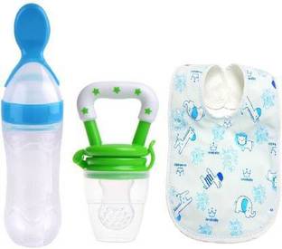 Saraswati kart Baby Fruit Nibbler, Bibs Water proof & Spoon Feeder For feeding(Set 3)  - Silicone