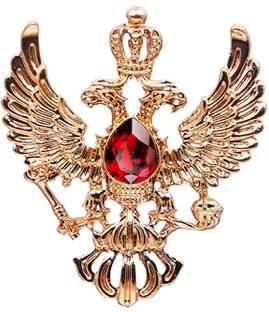 Aarohi Vintage Double-headed Gold Plated Red Crystal Eagle Retro Wings Crown Suit Brooch Pin for Men & Boys ABRO10-010 Brooch