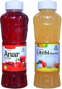NATRAJ The Right Choice Anar Sharbat & Litchi Sharbat Syrup (Pack of 2 x 750 ml Bottle) Anar, Litchi
