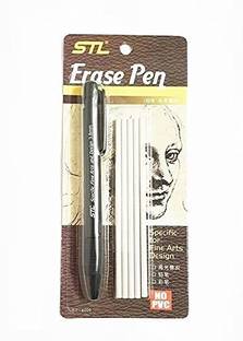 Levin STL Eraser Pen Mechanical Refillable Erase Pen with 5 Eraser Refills for Fine Artwork Sketching Drawing Arts Graphics Designs,Black Eraser