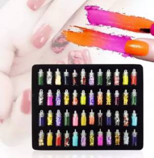 feelhigh Nail Art Sequins Glitter Stickers Powder Manicure Polish Mixed Design Case Set