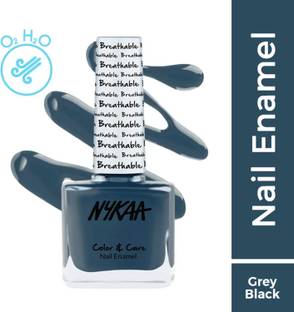 NYKAA Breathable Nail Enamel - Cloud Nine - 317 charcoal black