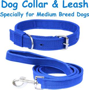 PEDIGONE Good Quality 1inch Blue Dog Collar Belt, 1.2m Lengthy Dog Collar & Leash
