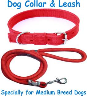 ADIOS Good Quality 1 inch Red Dog Collar with Red Lead 1.5m Lengthy Dog Collar & Leash
