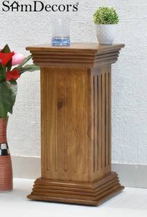SamDecors Solid Sheesham Wood (Rosewood) Multipurpose Pillar/End Table/Vase Stand/Lamp Stand (Lacquer Finish, Natural Brown) Solid Wood Corner Table