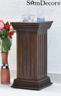 SamDecors Solid Sheesham Wood (Rosewood) Multipurpose Pillar/End Table/Vase Stand/Lamp Stand (Lacquer Finish, Dark Walnut) Solid Wood Corner Table
