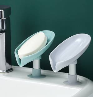 Mobfest ® (Pack of 2) Suction Plastic Soap Dish with Drain Soap Holder for Shower/Bathroom Self Draining